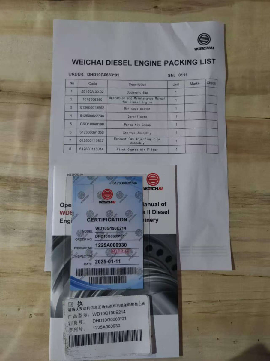 🛠️ WD10G190E214 Diesel Engine for Shantui Bulldozer – New, OEM 💪