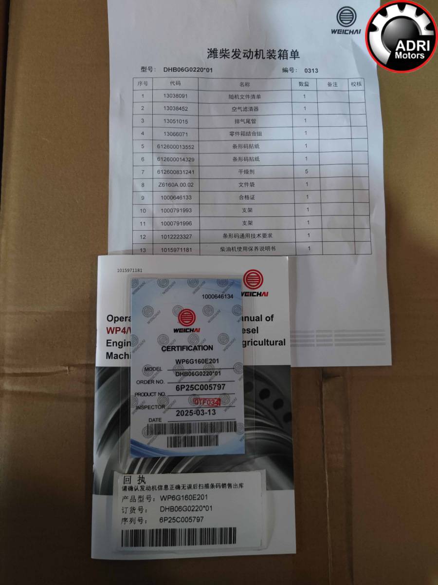 Двигун WP6G160E201 повний комплект (з навісним обладнанням)